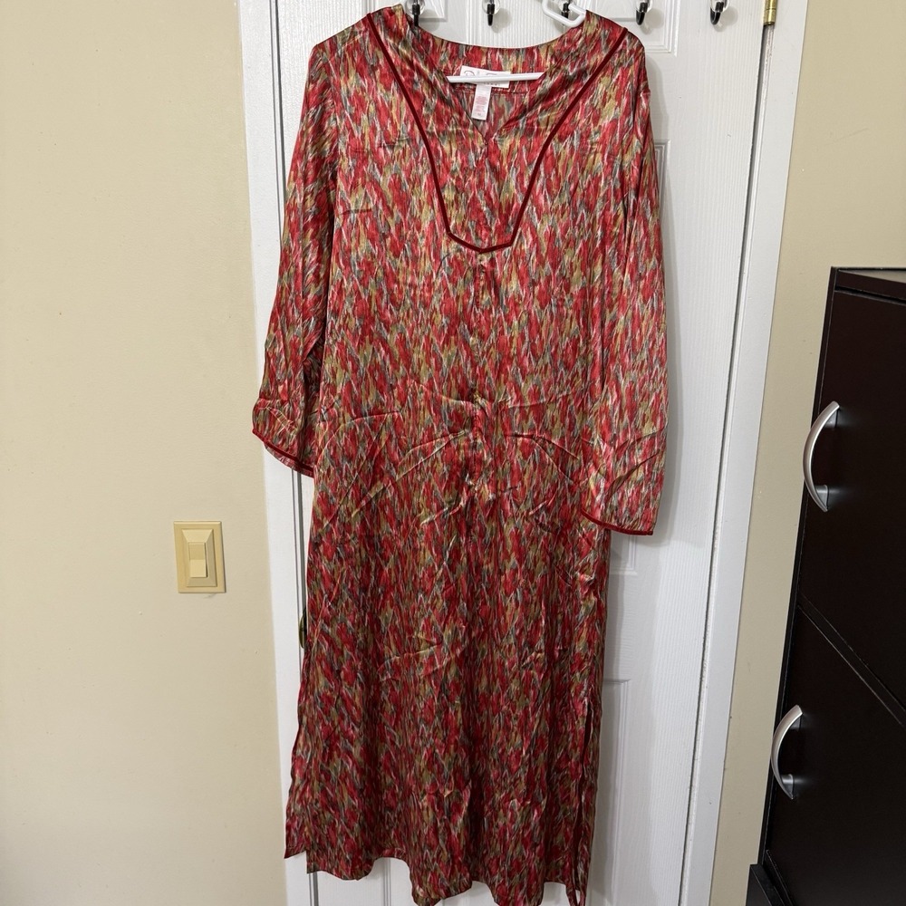 Oscar de la Renta Moomoo Women's M Silky Colorful Sunset Colors Pockets NWOT